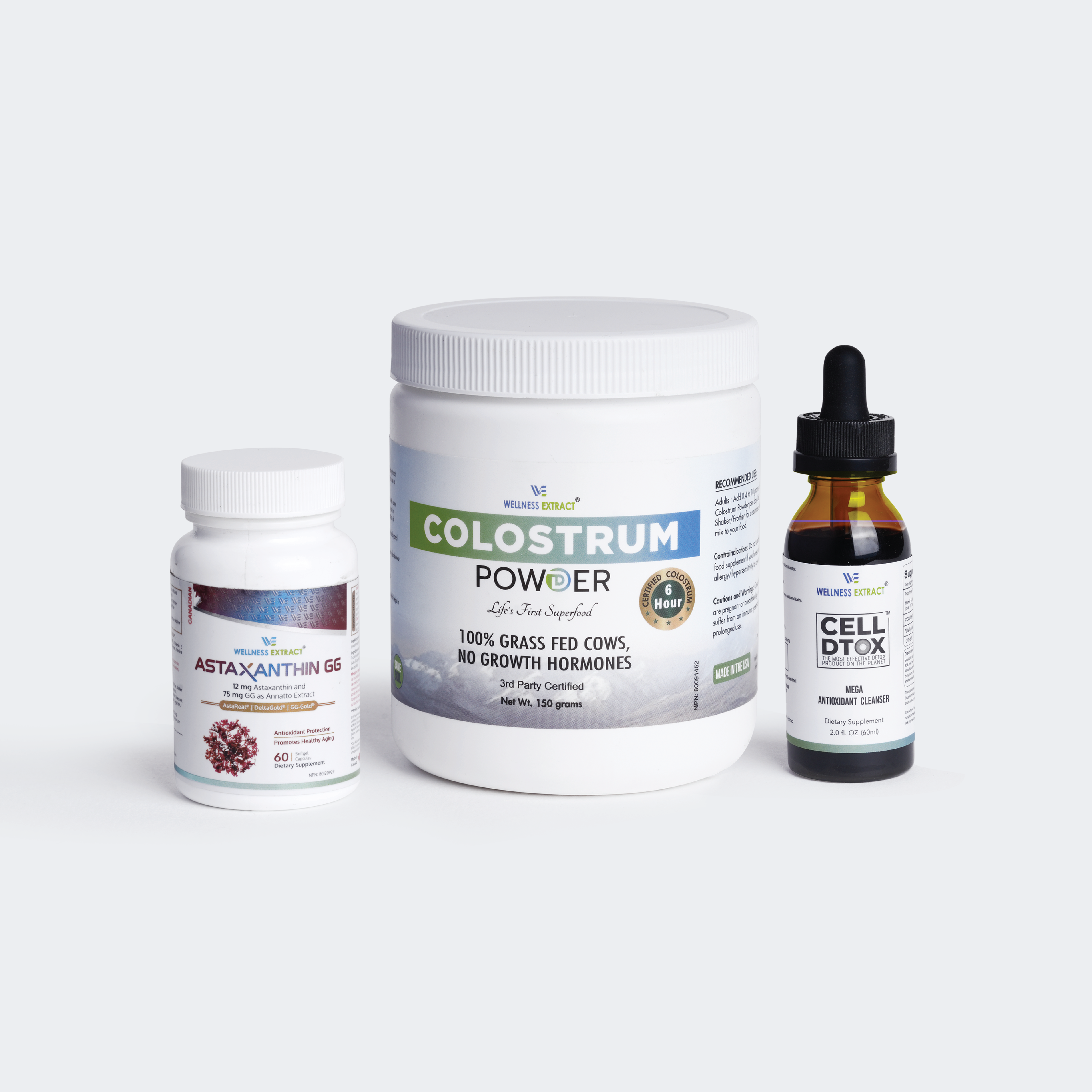 Immune health pack astaxanthin, colostrum, body detox