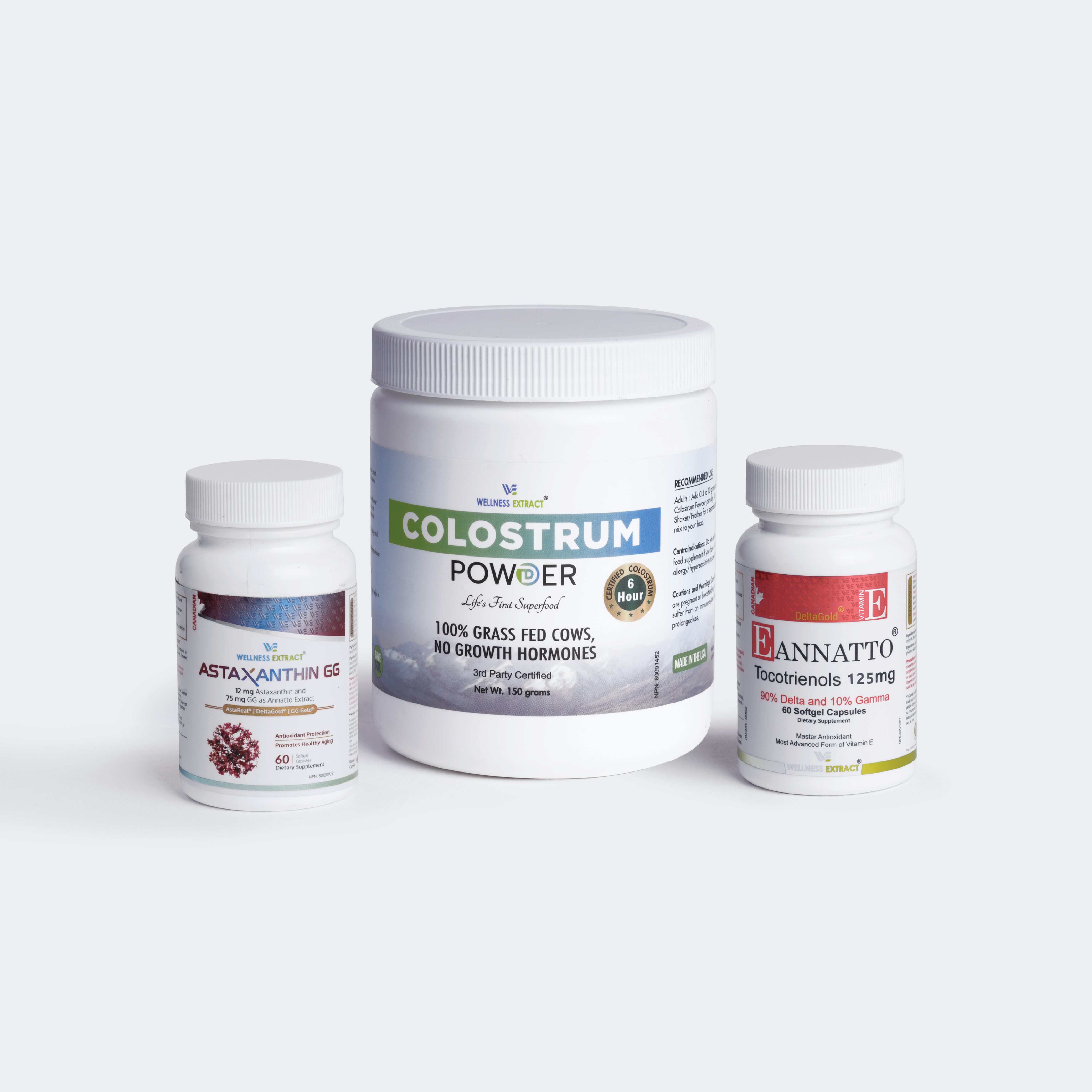 Skin health pack astaxanthin, colostrum, tocotrienol