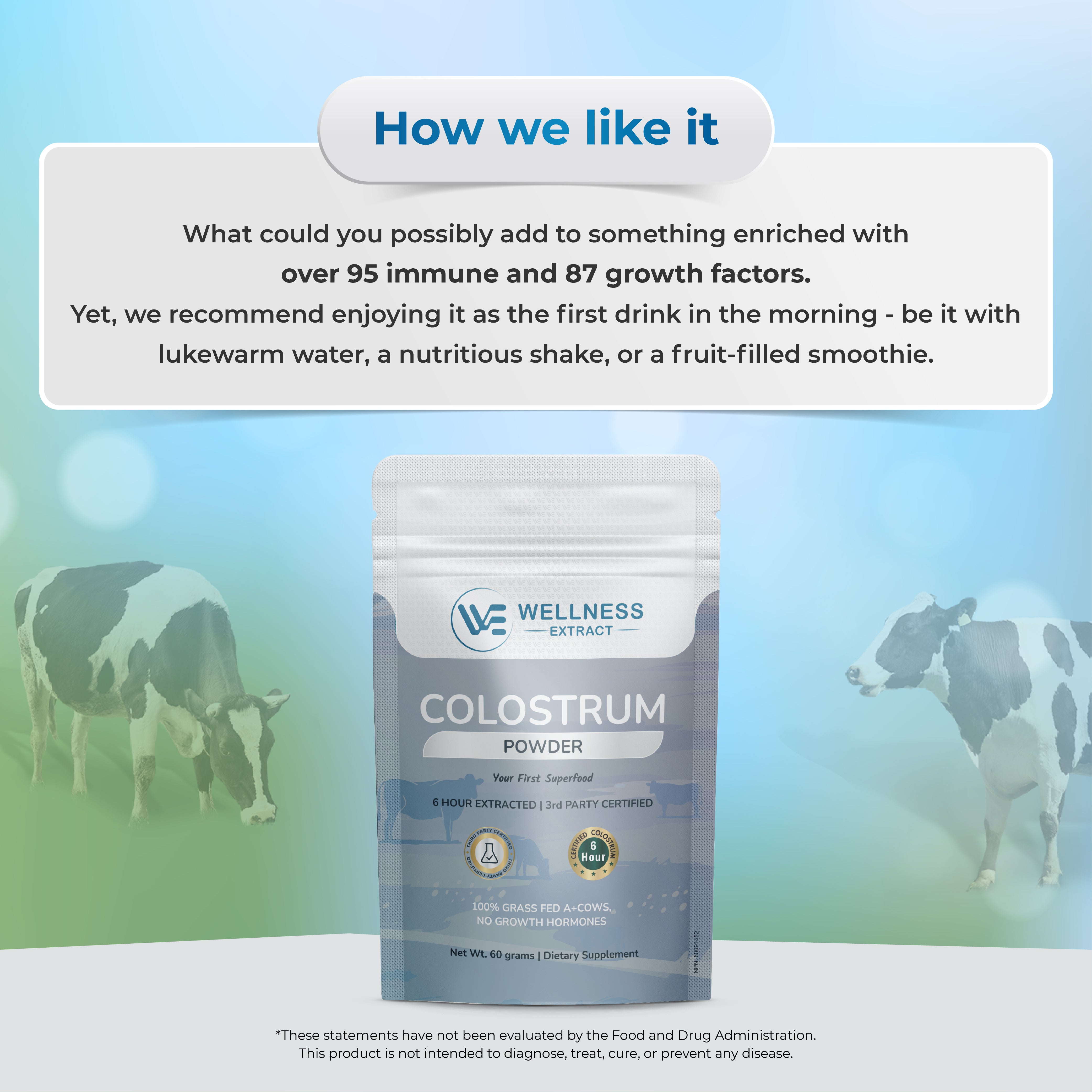 Bovine Colostrum Powder |  Lactoferrin Supplement | 100% Grass fed Cows