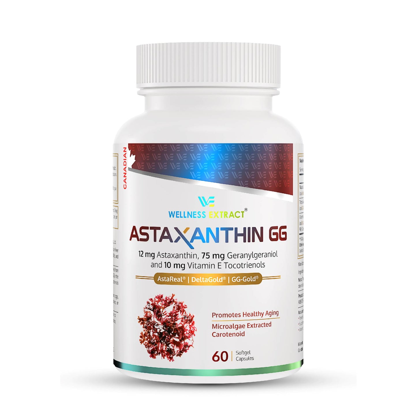 Astaxanthin-GG | Natural AstaREALTM Astaxanthin MicroAlgae with Geranylgeraniol GG-Gold® | Vitamin E Tocotrienol DeltaGold®