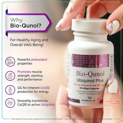 Bio-Qunol | Ubiquinol (Active CoQ10) with Geranylgeraniol (GG) | 150 mg | 60 Softgels