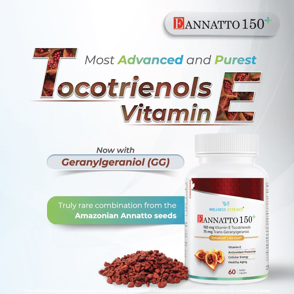 Most Advanced and Purest Tocotrienol Vitamin E with Geranylgeraniol (GG) 150+ Annatto Seeds