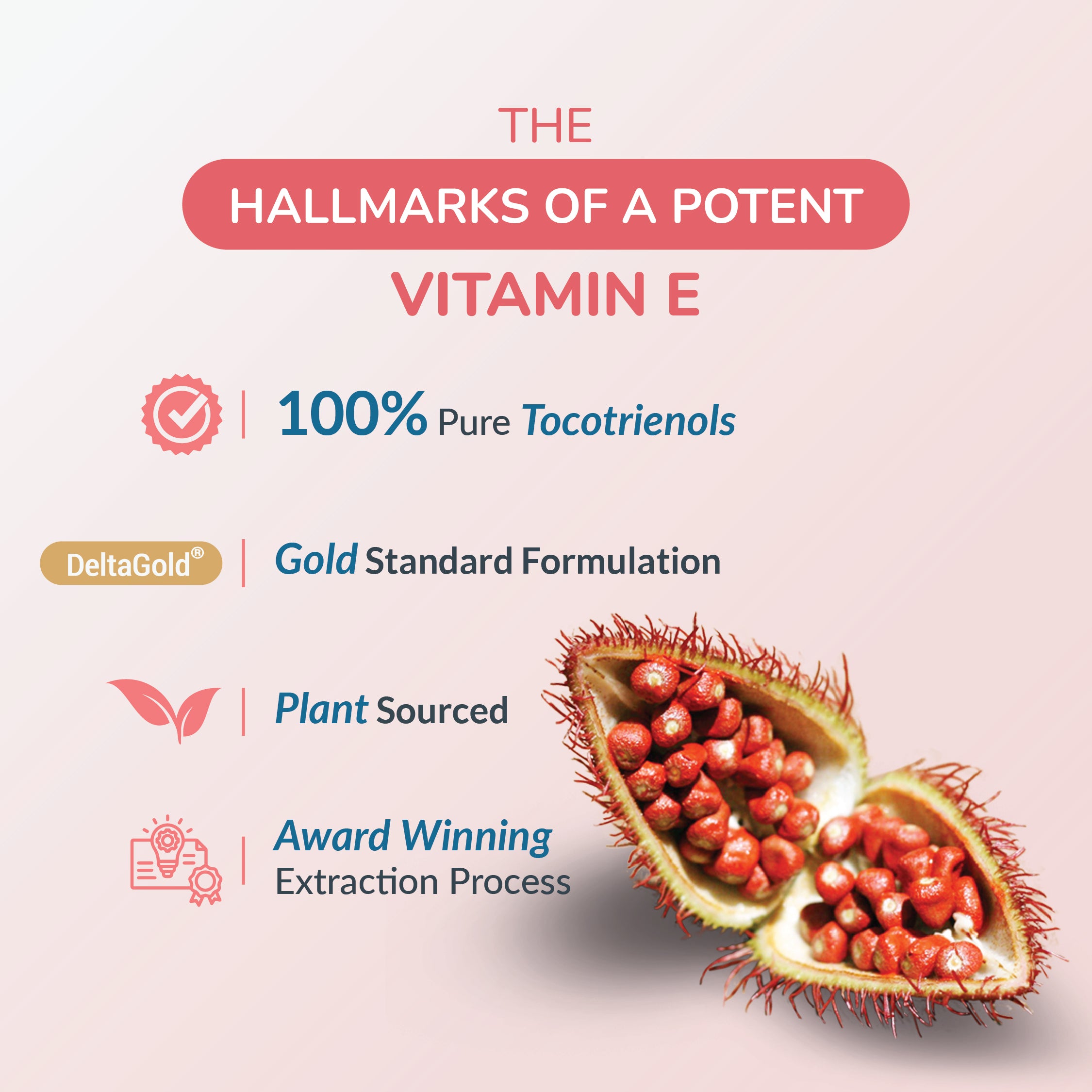 Hallmarks of a potent Vitamin e Tocotrienols Eannatto DeltaGold
