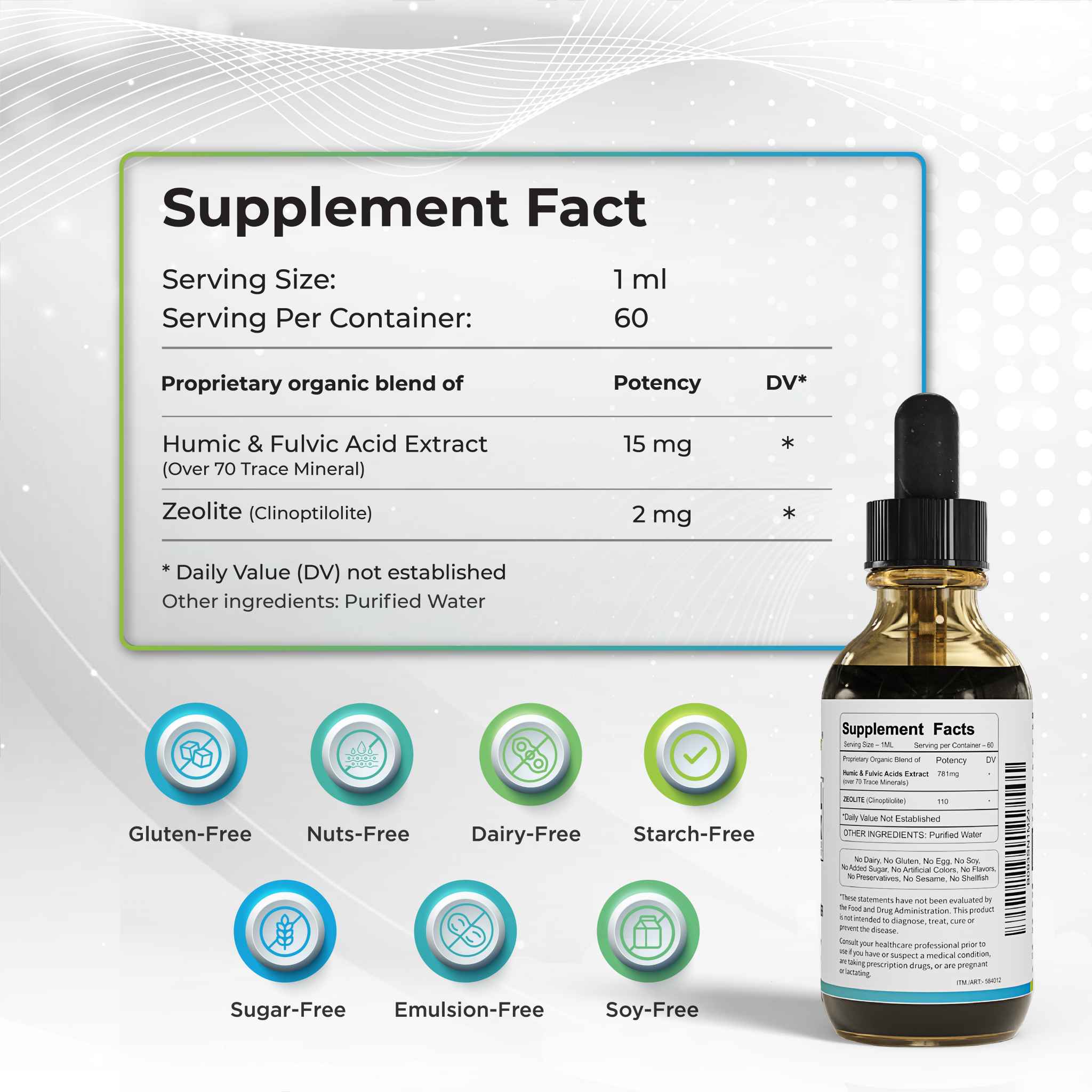 Supplement Facts of Cell DTox Humic & Fulvic Acid Extract