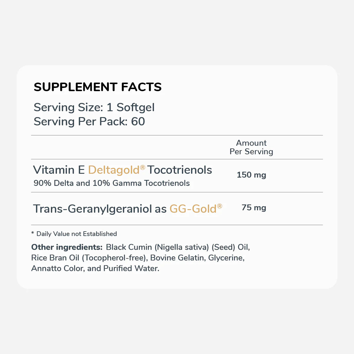 Vitamin E Tocotreinol Eannatto 150+ Supplement | 50587581284648